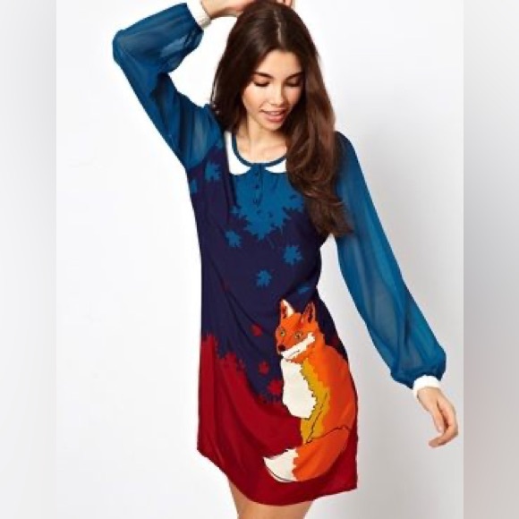 Fox with leaves dress 🦊. Size US 2/4, EU 38. Great condition. Rarely worn. - Picture 5 of 5